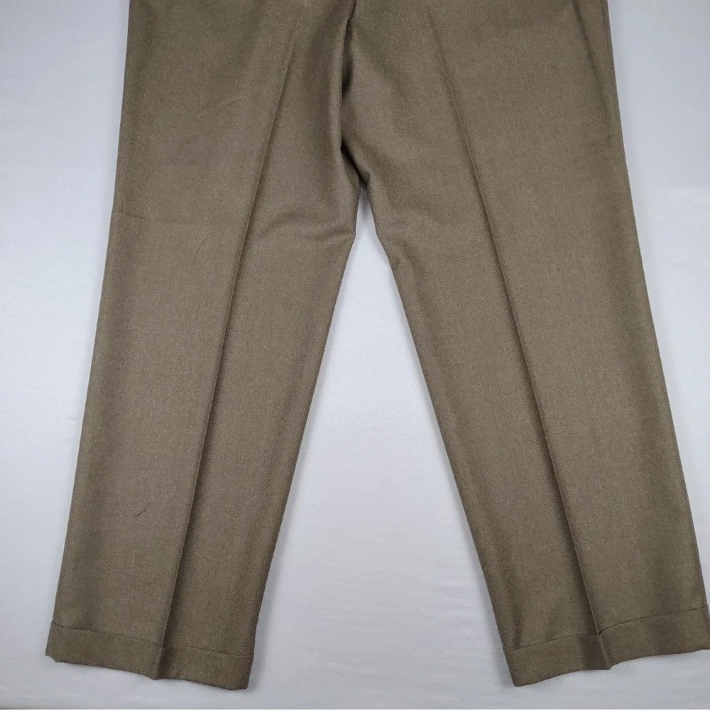 VTG Chaps Ralph Lauren Pants Mens 42x32 Brown Wool Pleated Cuffed NWT Office
